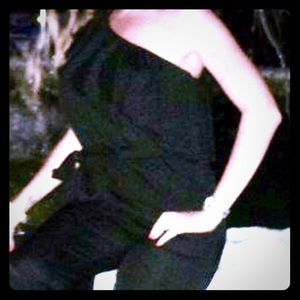 Black Bebe one shoulder jumpsuit